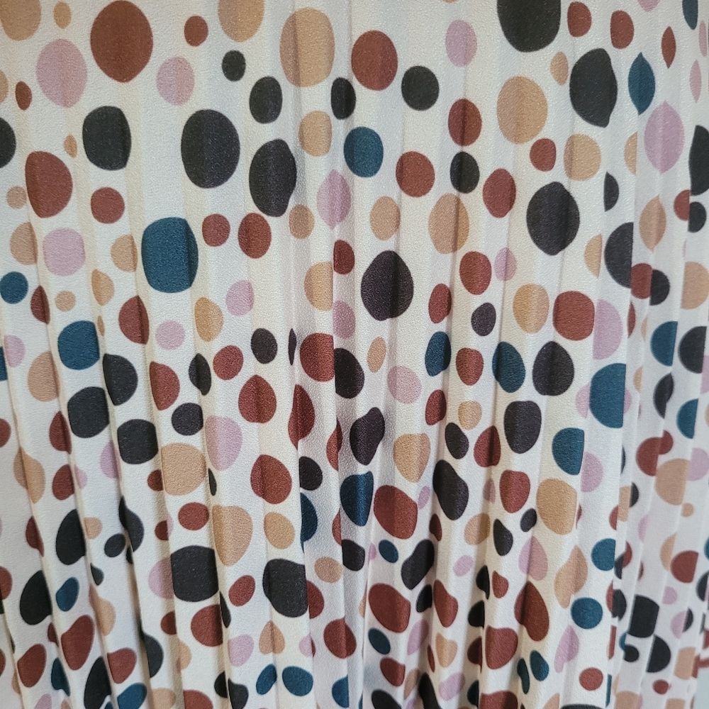 Annah Hariri Rainbow Polka Dot Pleated Long Sleeve Maxi Dress Size 8 - Picture 5 of 16